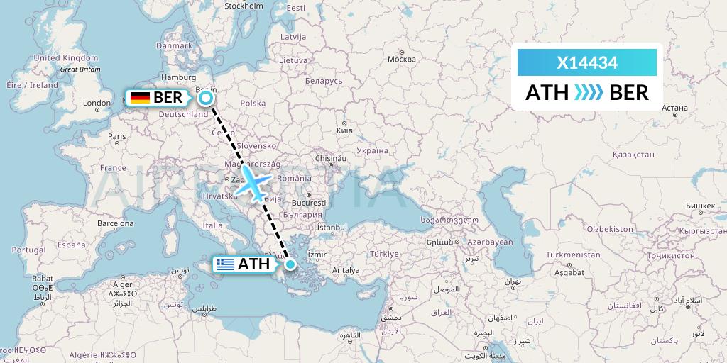X14434 Nik Airways Flight Map: Athens to Berlin