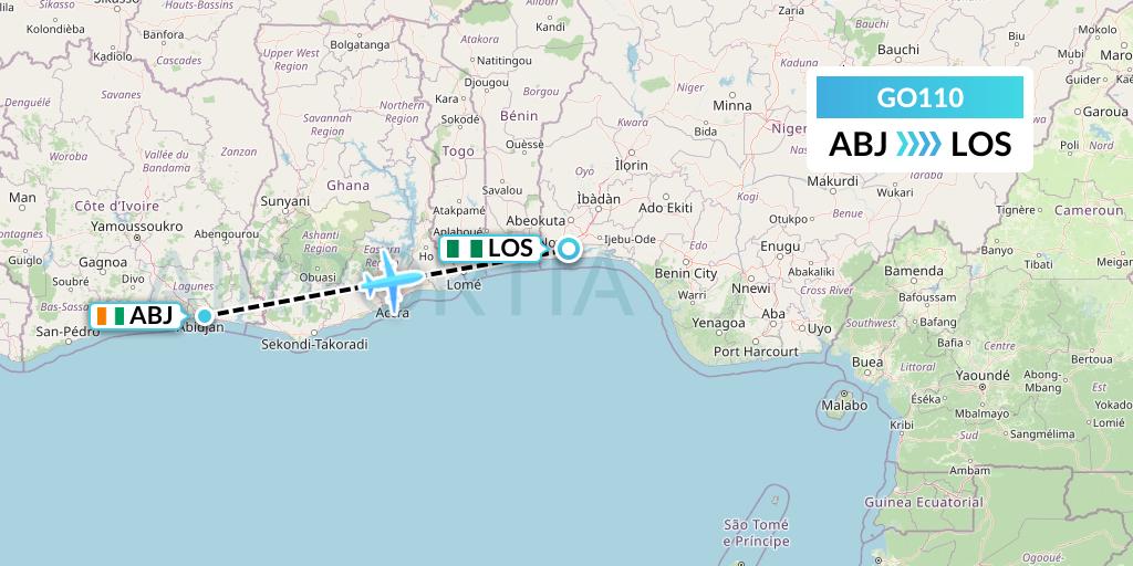 GO110 ULS Airlines Cargo Flight Map: Abidjan to Lagos