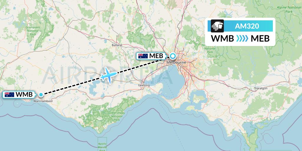 AM320 Aeromexico Flight Map: Warrnambool to Essendon