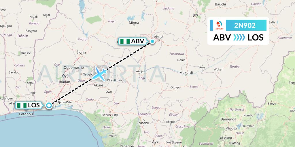 2N902 NextJet Flight Map: Abuja to Lagos