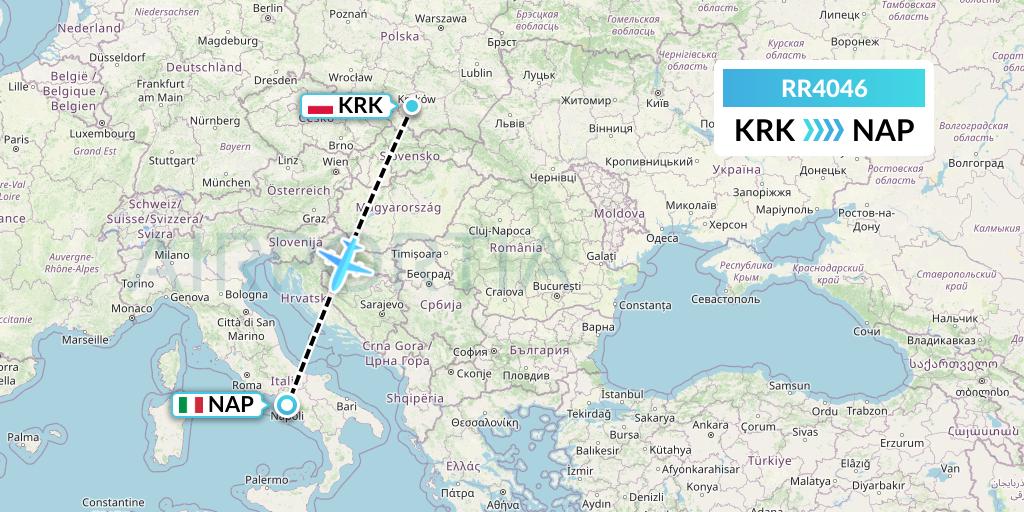 RR4046 Royal Air Force Flight Map: Krakow to Naples