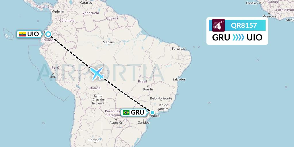 QR8157 Qatar Airways Flight Map: Sao Paulo to Quito