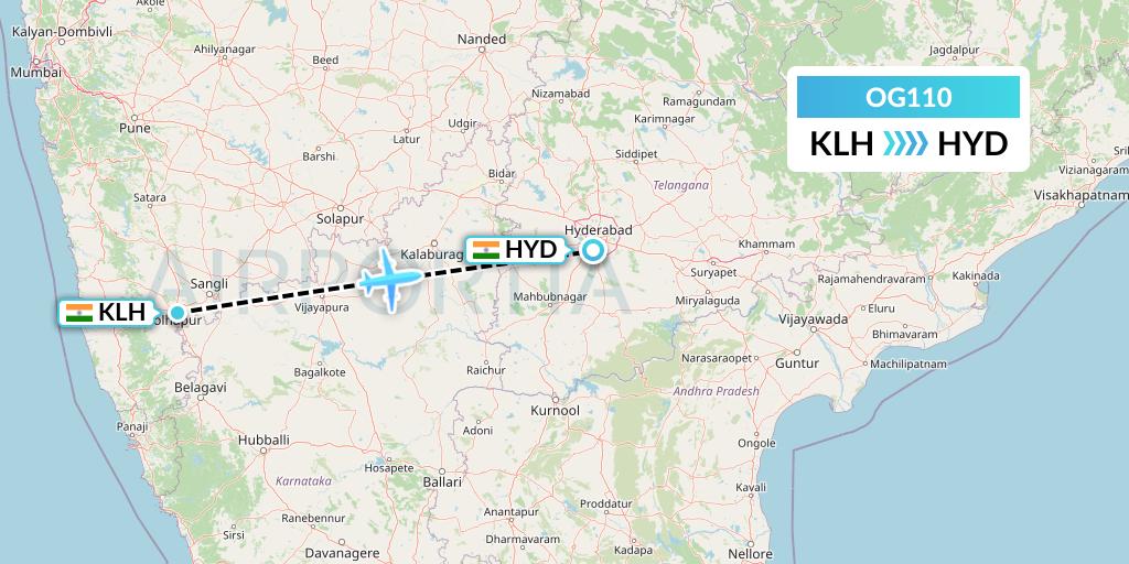 OG110 Fly Play Flight Map: India to Hyderabad