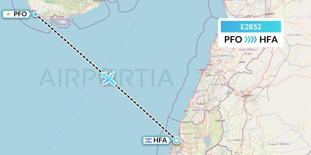 E2852 Eurowings Europe Flight Map: Pafos to Haifa