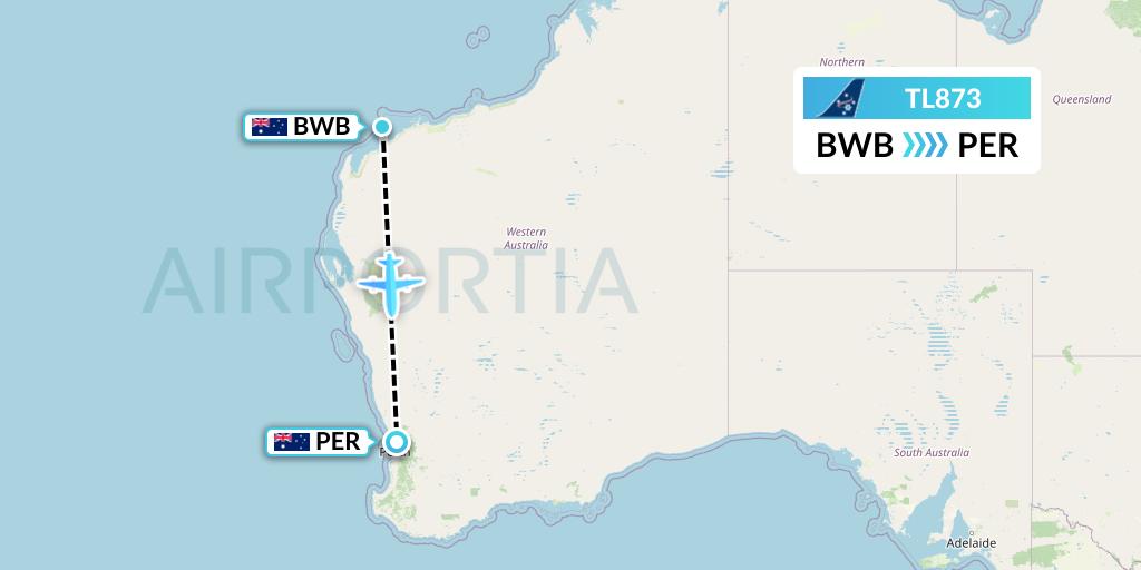 TL873 Airnorth Flight Map: Barrow Island to Perth