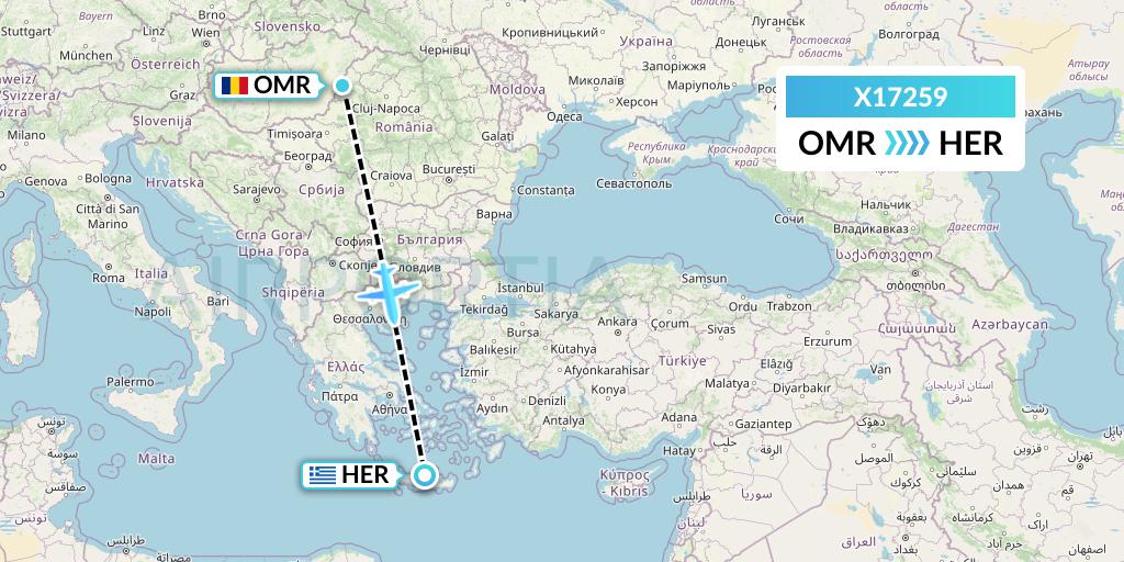 X17259 Nik Airways Flight Map: Oradea to Heraklion