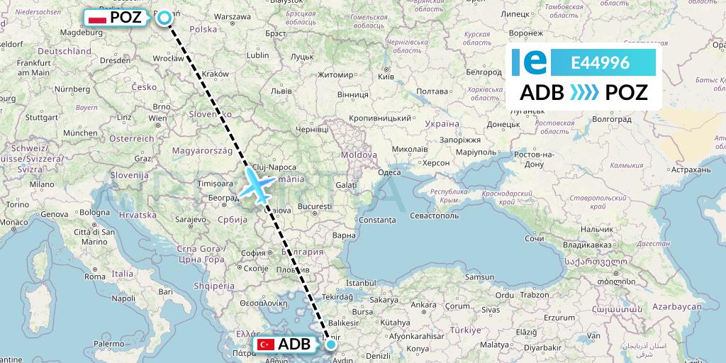 E44996 Estelar Latinoamerica C.A. Flight Map: Izmir to Poznan