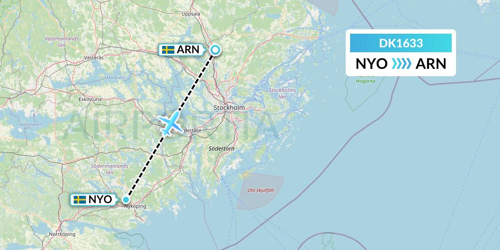 DK1633 Thomas Cook Airlines Scandinavia Flight Map: Stockholm to Stockholm