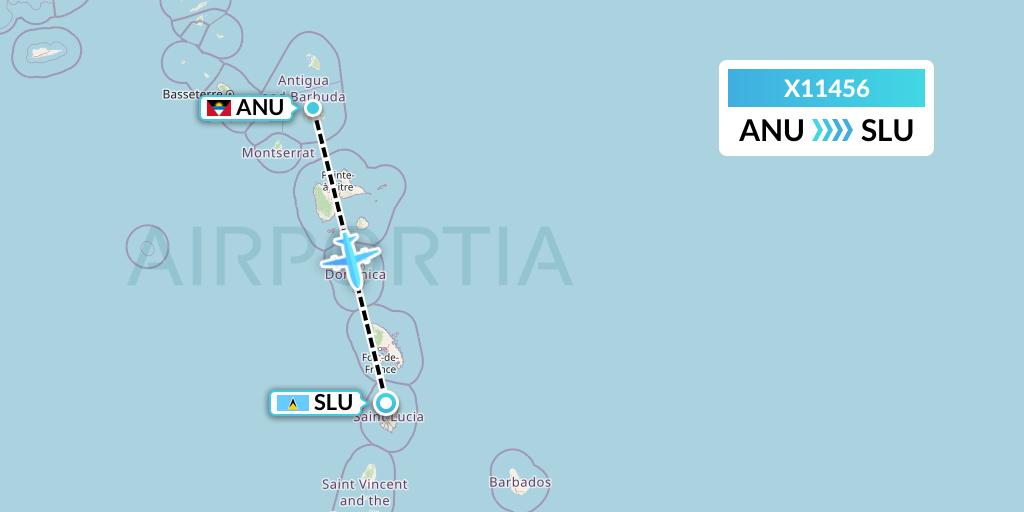 X11456 Nik Airways Flight Map: Antigua to Castries