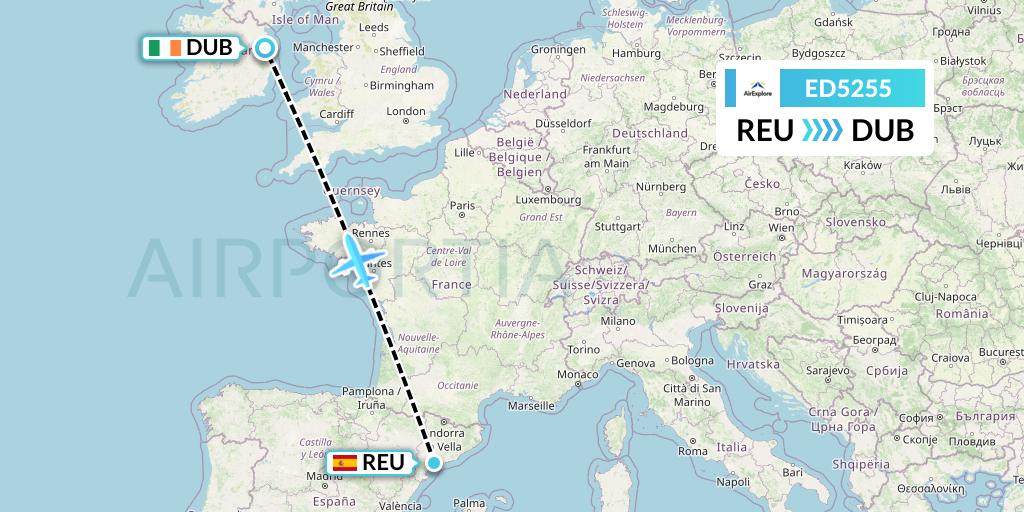 ED5255 AirExplore Flight Map: Reus to Dublin