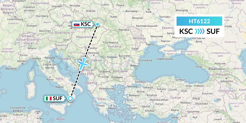 HT6122 Ningxia Cargo Airlines CO.,LTD Flight Map: Kosice to Lamezia Terme