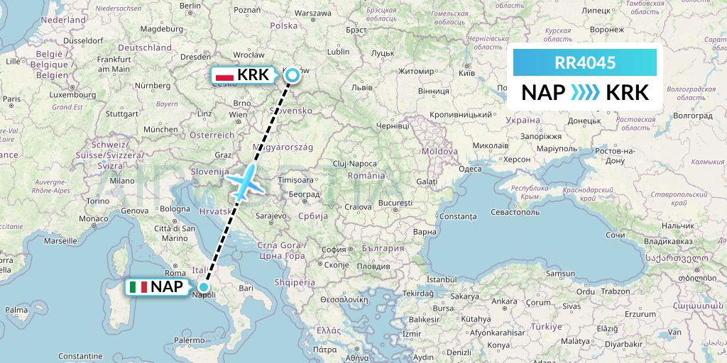 RR4045 Royal Air Force Flight Map: Naples to Krakow