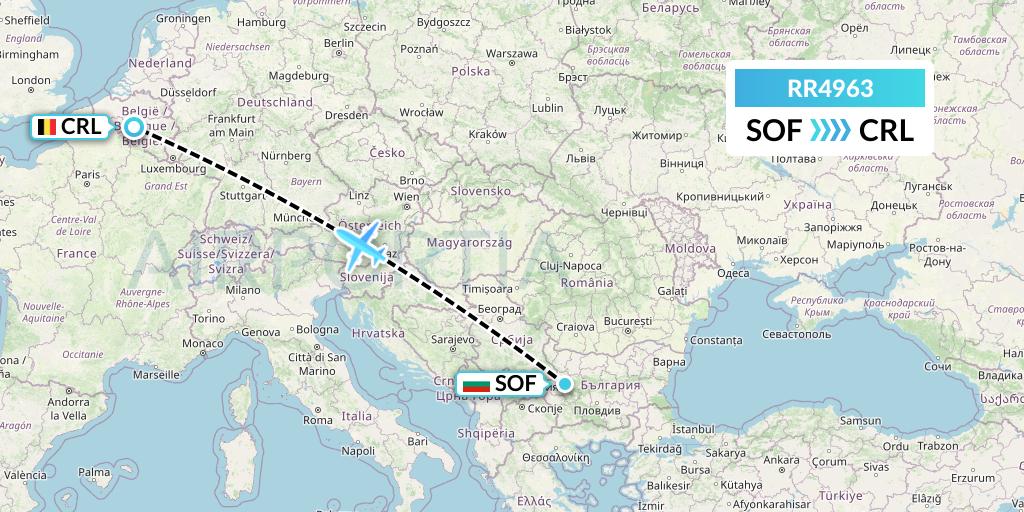 RR4963 Royal Air Force Flight Map: Sofia to Brussels
