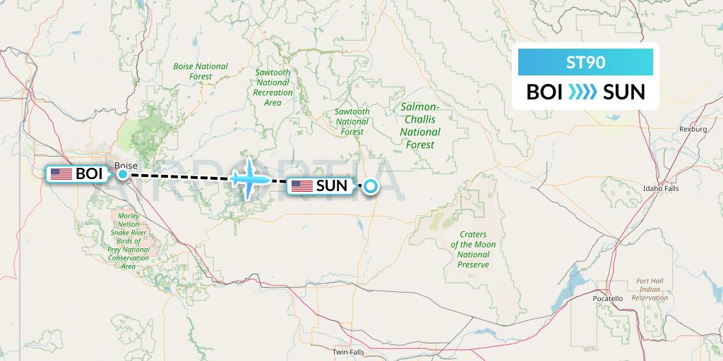ST90 Air Thanlwin Flight Map: Boise to Hailey