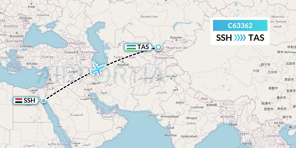 C63362 Capitol Air Express Flight Map: Sharm el-Sheikh to Tashkent