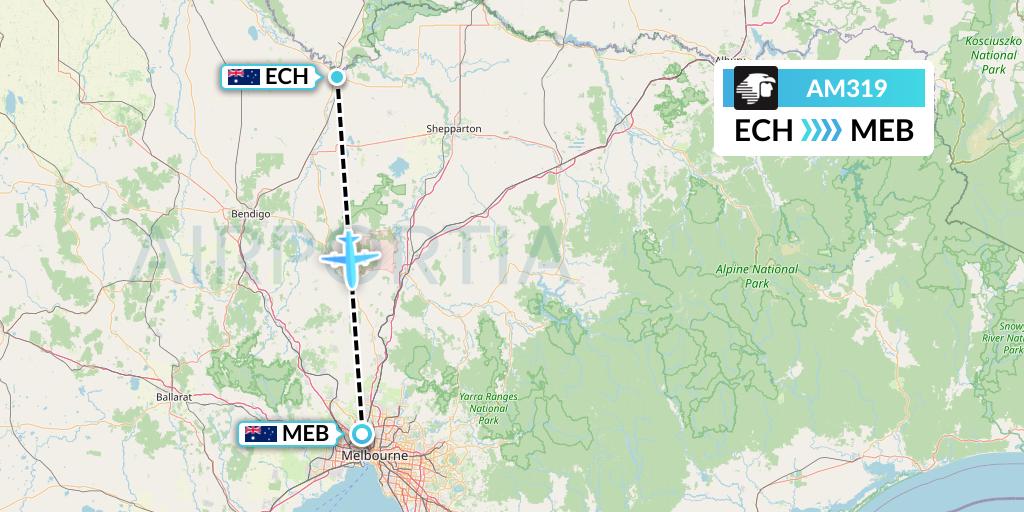 AM319 Aeromexico Flight Map: Echuca to Essendon