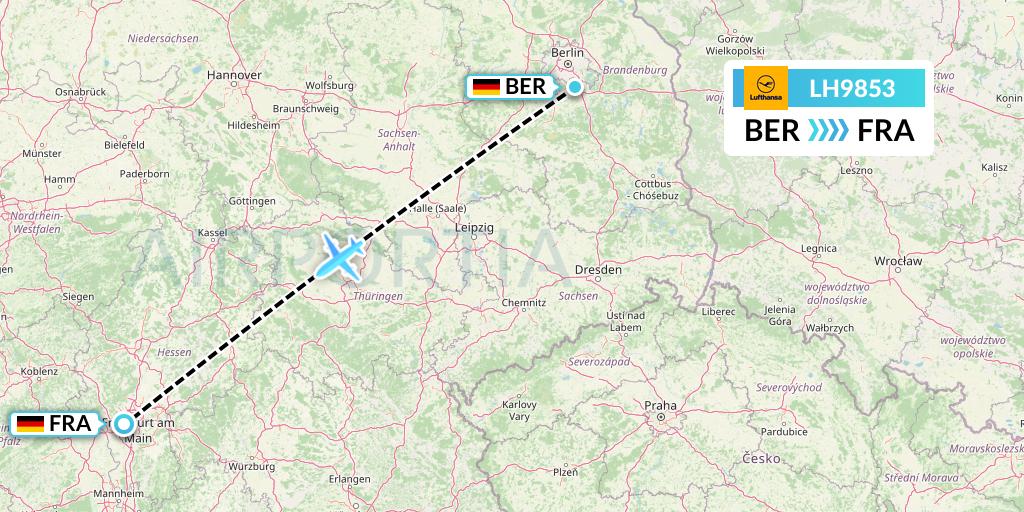 LH9853 Lufthansa Flight Map: Berlin to Frankfurt