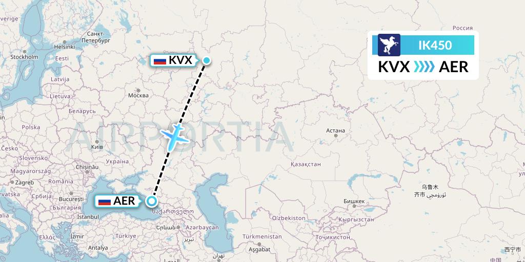 IK450 Air Kiribati Flight Map: Kirov to Sochi