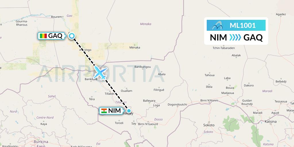 ML1001 Air Mediterranee Flight Map: Niamey to Mali