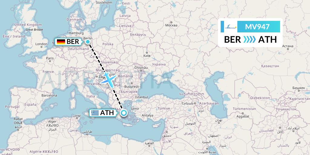 MV947 Aviastar Mandiri Flight Map: Berlin to Athens