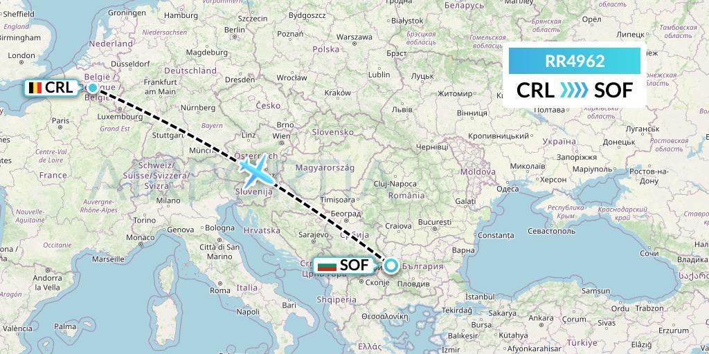 RR4962 Royal Air Force Flight Map: Brussels to Sofia