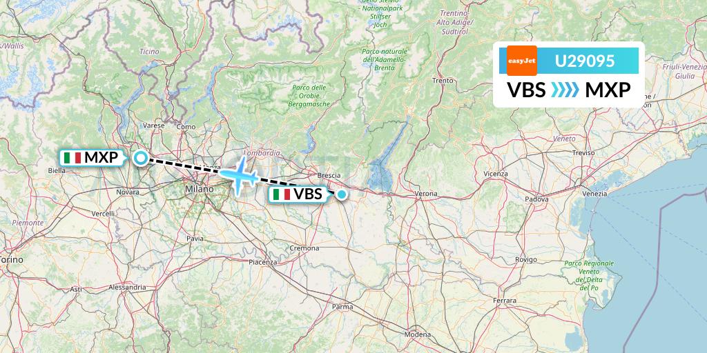 U29095 EasyJet Flight Map: Brescia to Milan