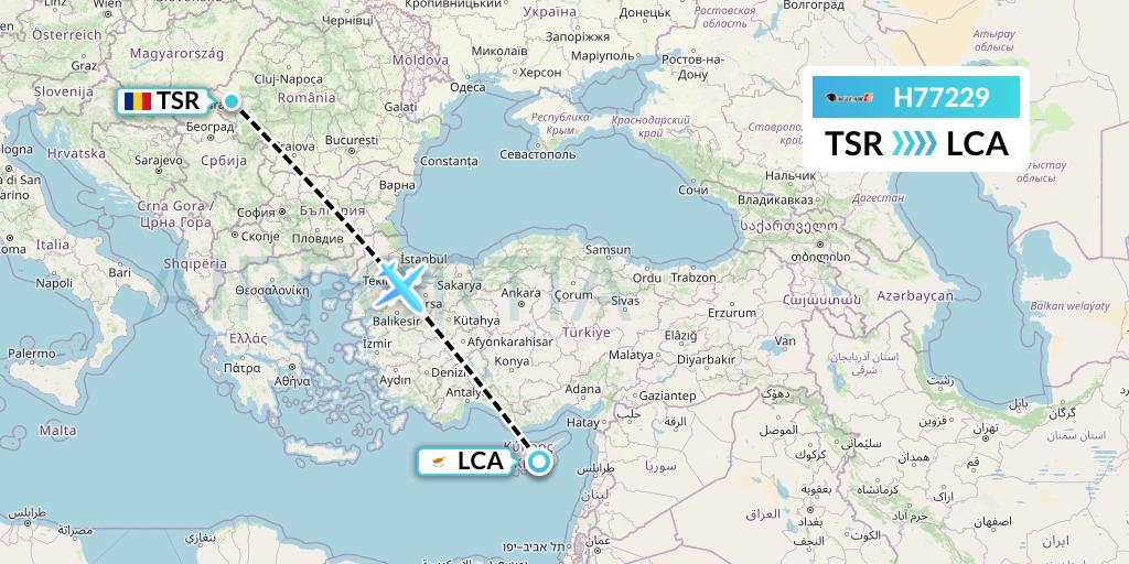 H77229 Eagle Air Flight Map: Timisoara to Larnaca