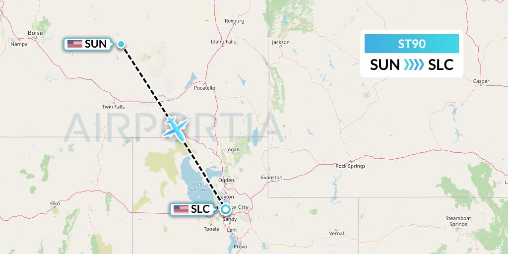 ST90 Air Thanlwin Flight Map: Hailey to Salt Lake City