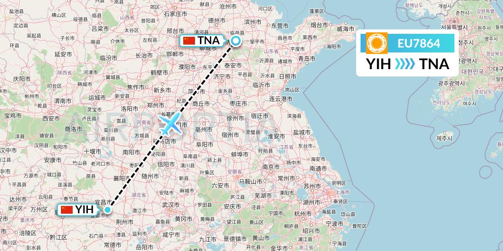 EU7864 Chengdu Airlines Flight Map: Yichang to Jinan