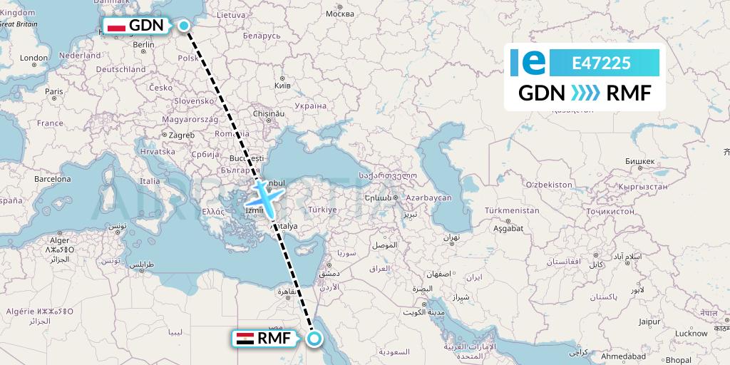 E47225 Estelar Latinoamerica C.A. Flight Map: Gdansk to Marsa Alam