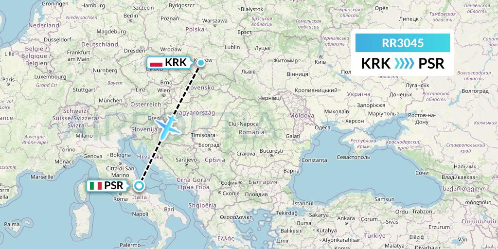 RR3045 Royal Air Force Flight Map: Krakow to Pescara
