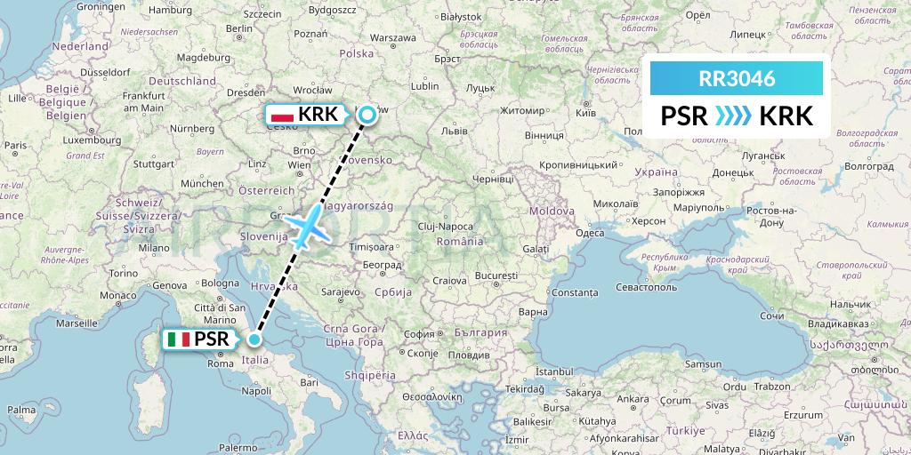 RR3046 Royal Air Force Flight Map: Pescara to Krakow