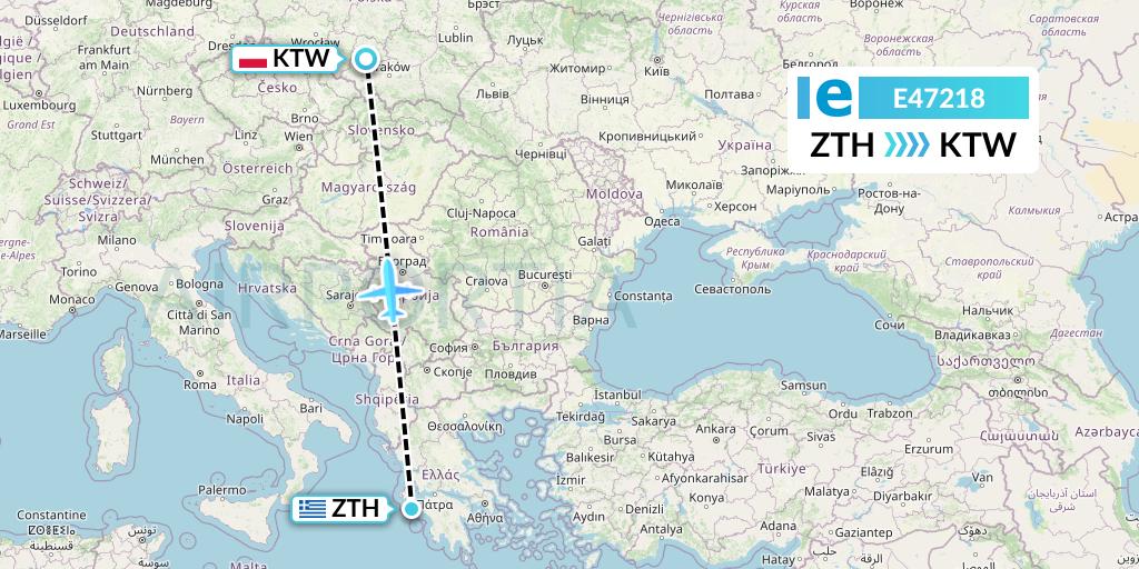 E47218 Estelar Latinoamerica C.A. Flight Map: Zakynthos to Katowice