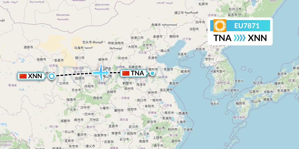 EU7871 Chengdu Airlines Flight Map: Jinan to Xining
