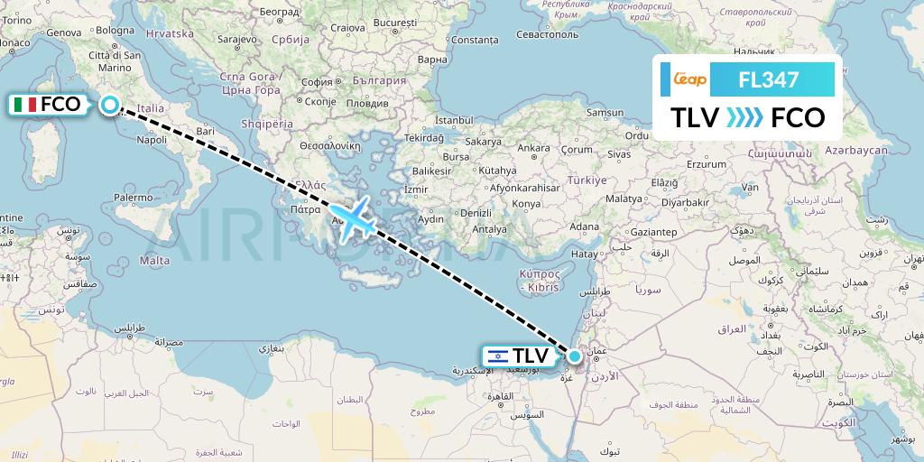 FL347 AirTran Flight Map: Tel Aviv to Rome