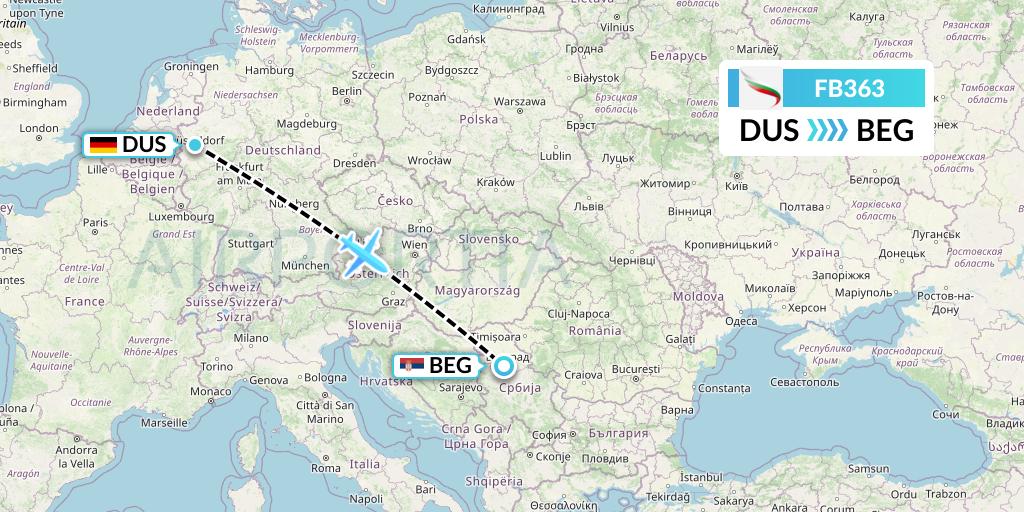 FB363 Bulgaria Air Flight Map: Dusseldorf to Belgrade