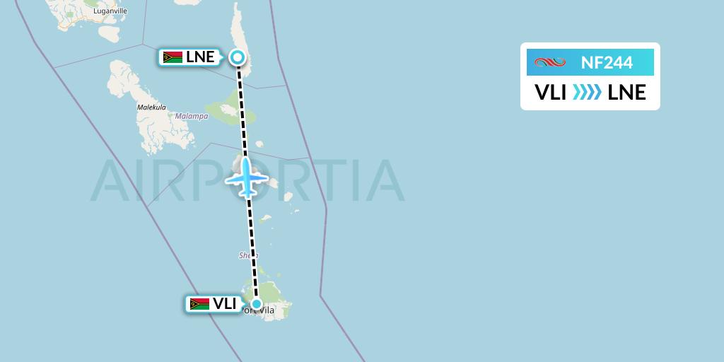 NF244 Air Vanuatu Flight Map: Port Vila to Lonorore