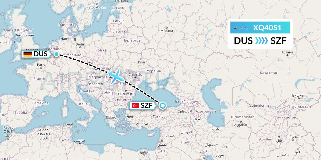 XQ4051 SunExpress Flight Map: Dusseldorf to Samsun