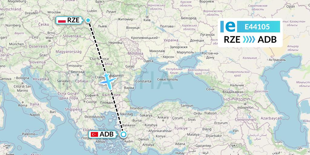 E44105 Estelar Latinoamerica C.A. Flight Map: Rzeszow to Izmir