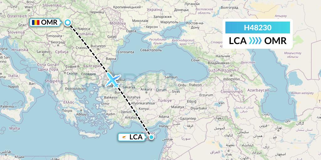 H48230 Hisky Europe Srl Flight Map: Larnaca to Oradea