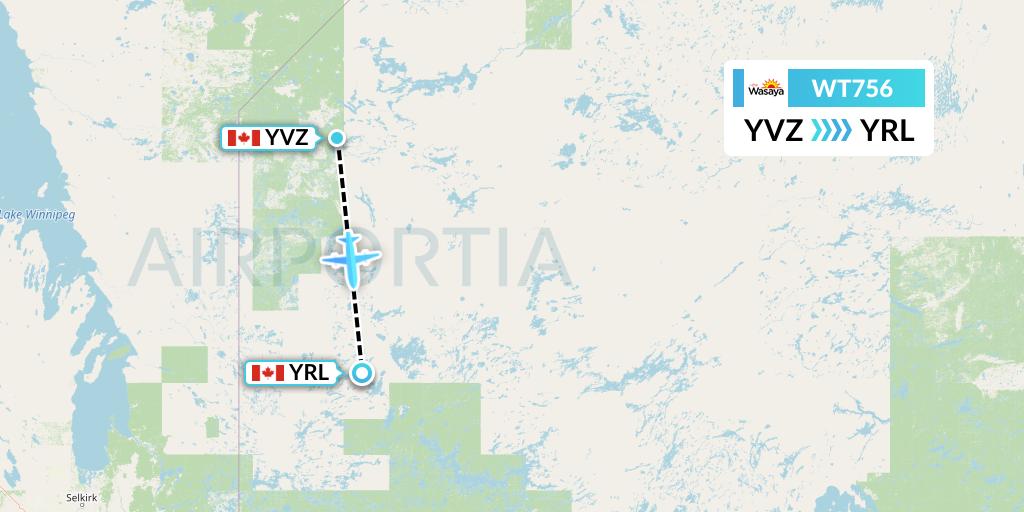 WT756 Swiftair Flight Map: Deer Lake to Red Lake