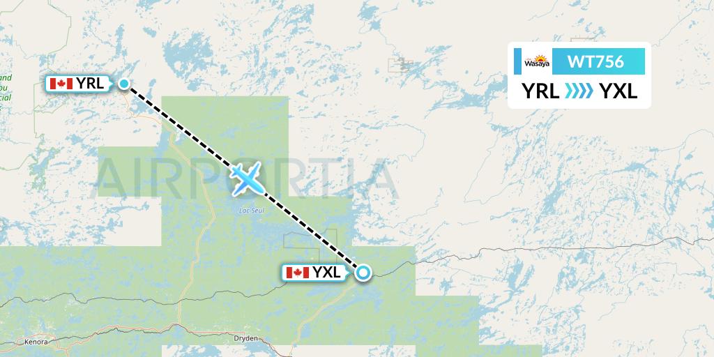 WT756 Swiftair Flight Map: Red Lake to Sioux Lookout