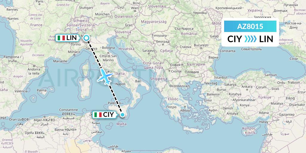 AZ8015 ITA Airways Flight Map: Comiso to Milan