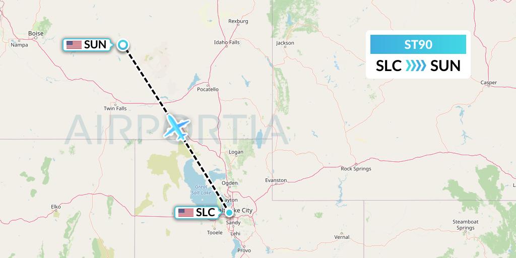 ST90 Air Thanlwin Flight Map: Salt Lake City to Hailey