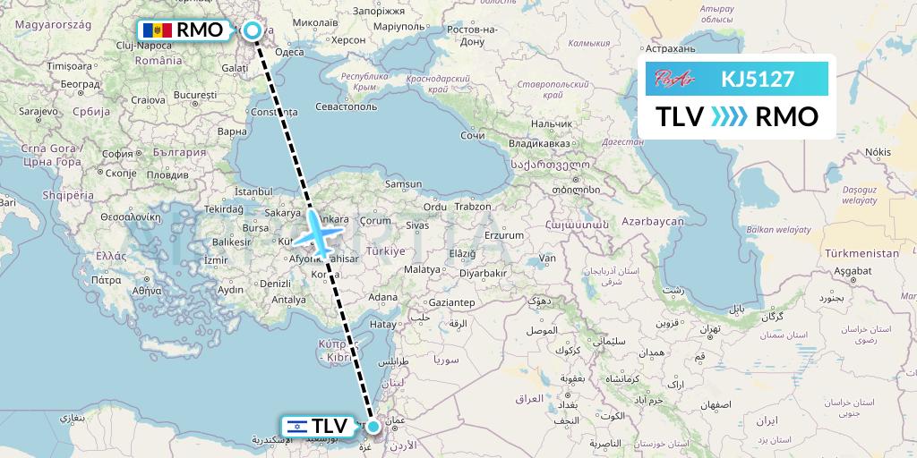 KJ5127 Air Incheon Flight Map: Tel Aviv to Chisinau