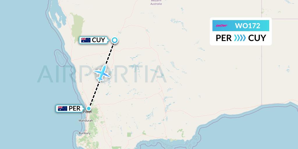 WO172 Swoop Flight Map: Perth to Australia