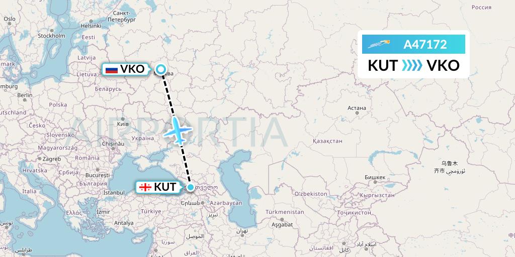 A47172 Azimuth Airlines Flight Map: Kutaisi to Moscow
