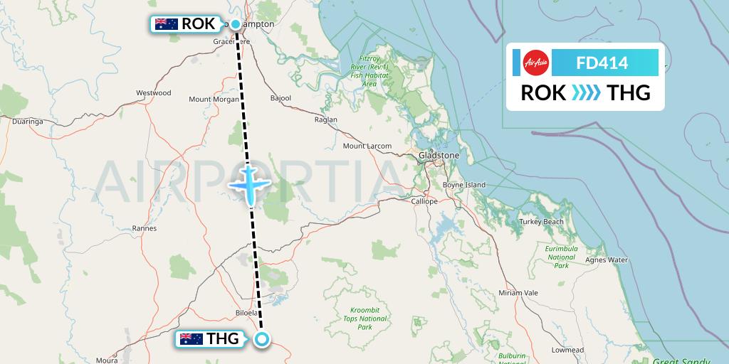 FD414 Thai AirAsia Flight Map: Rockhampton to Biloela
