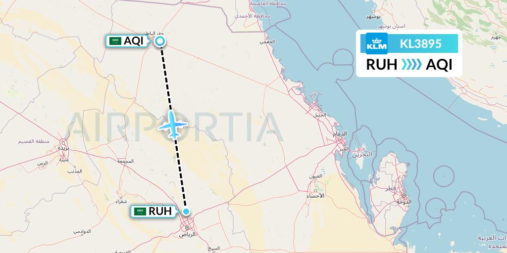 KL3895 KLM Flight Map: Riyadh to Qaisumah