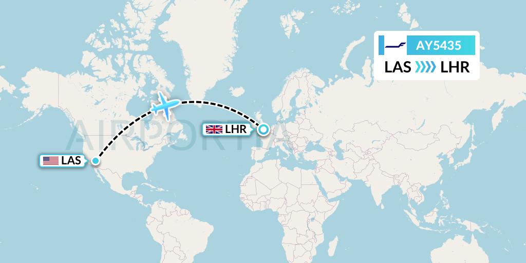 AY5435 Finnair Flight Map: Las Vegas to London